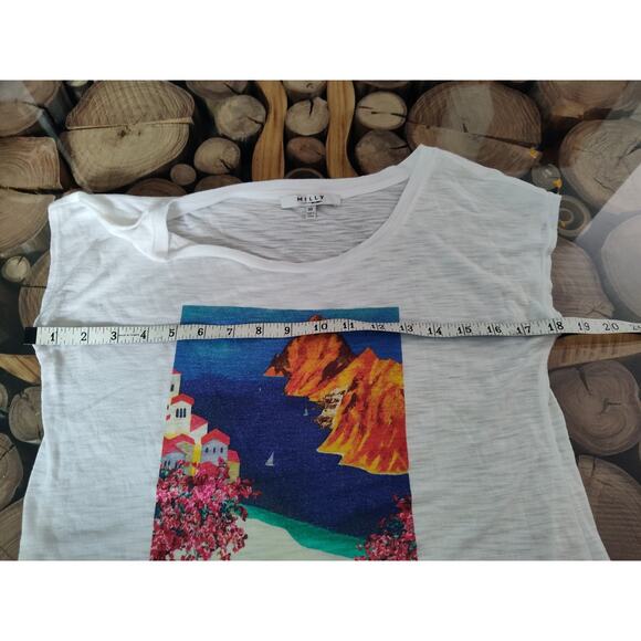 Milly for Design Nation Capri Italia top cap sleeve graphic tee XS - Picture 3 of 8
